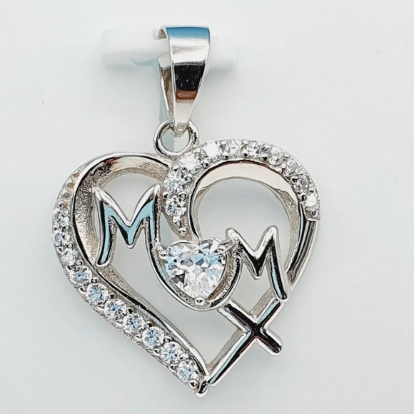 "925 Sterling Silver CZ Beautiful Mom Pendant for Women, 1USPAR4024 - Picture 8 of 11
